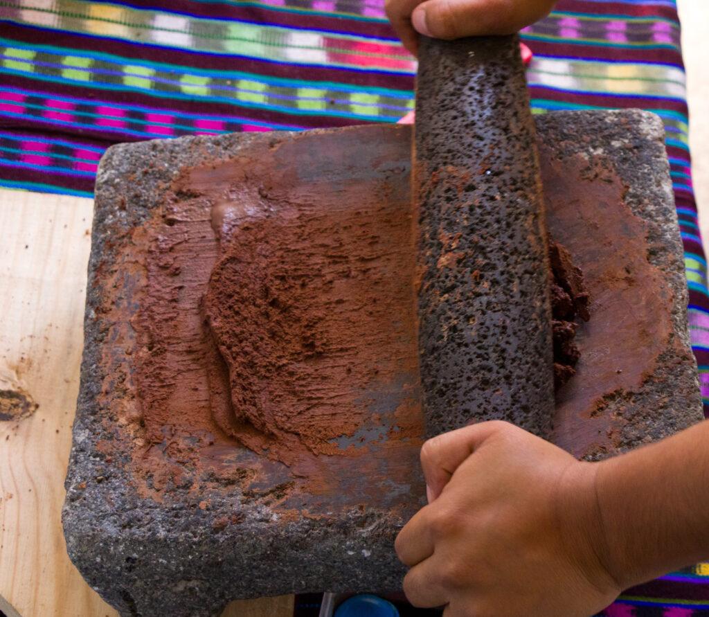 Traditional way to make chocolate in Guatemala